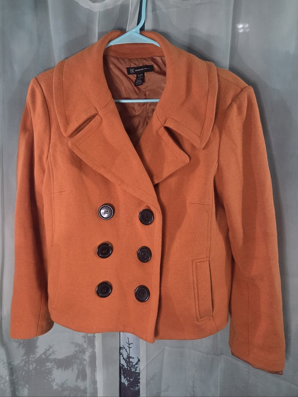 INC International Concepts Orange Double-Breasted Peacoat